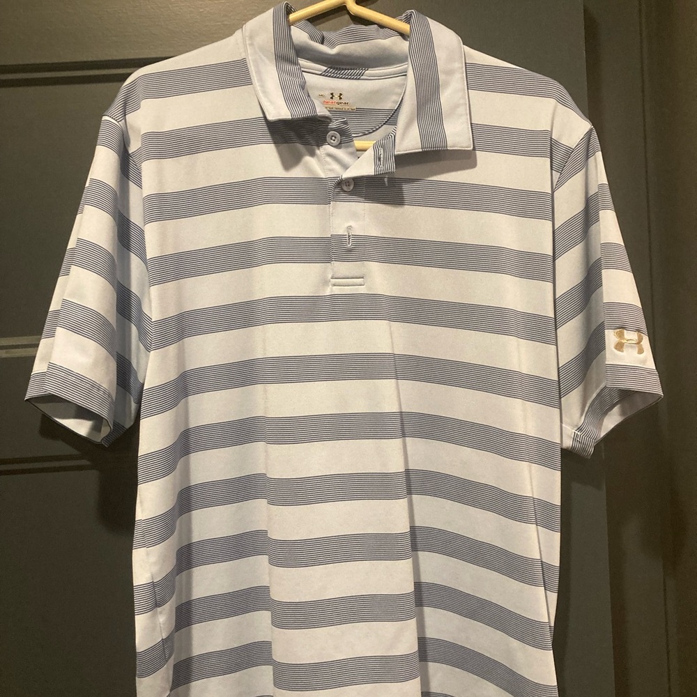 Under Armour Heat Gear - golf polo - Medium - light blue and navy blue